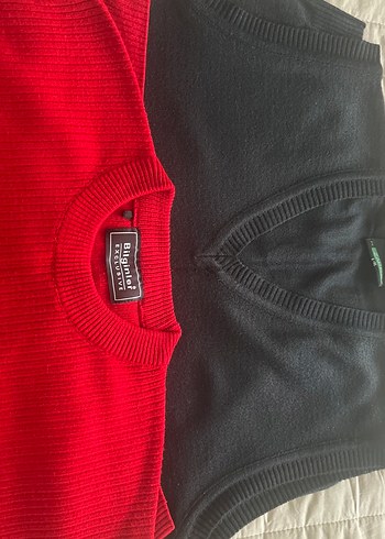 Erkek Kırmızı ve Siyah Triko Kolsuz Süveter - Görsel 4