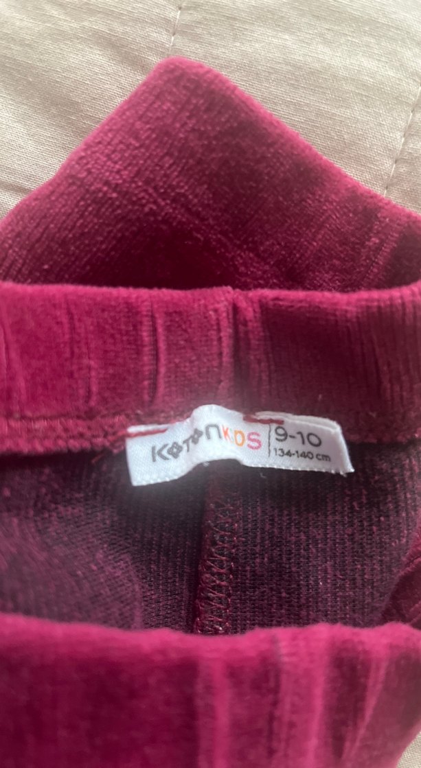 Kız Çocuk Gri ve Bordo Kadife FitilliTayt - Görsel 2