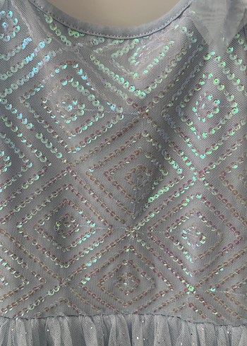 Kız Çocuk Mavi Dantel Detaylı Strappy Elbise - Görsel 7