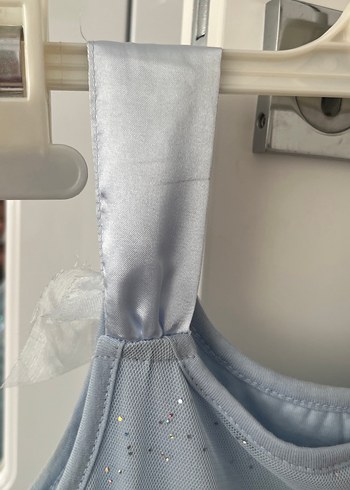 Kız Çocuk Mavi Dantel Detaylı Strappy Elbise - Görsel 5