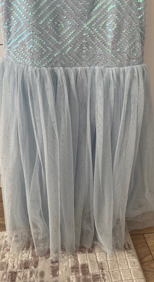 Kız Çocuk Mavi Dantel Detaylı Strappy Elbise - Görsel 3