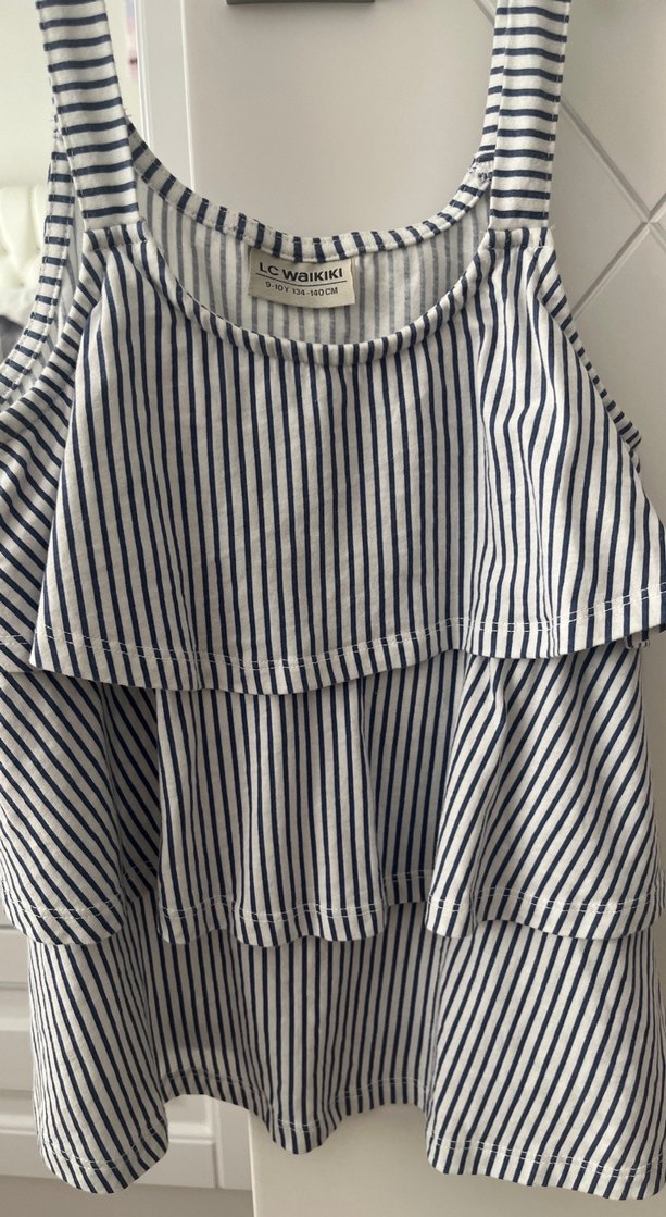 Çizgili Pamuklu 9-10 yaş Kız Çocuk Bluz - Görsel 4