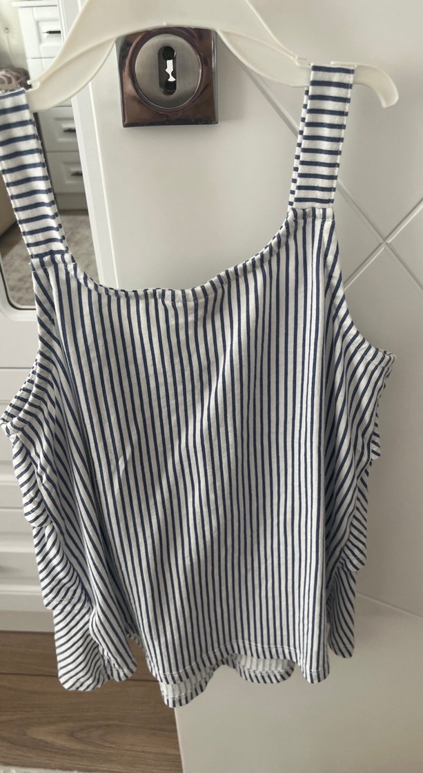 Çizgili Pamuklu 9-10 yaş Kız Çocuk Bluz - Görsel 3