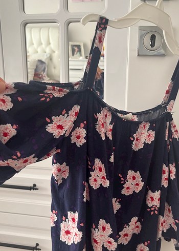 Mor Çiçek Desenli Salaş Askılı 9-10 yaş kız çocuk Bluz - Görsel 2