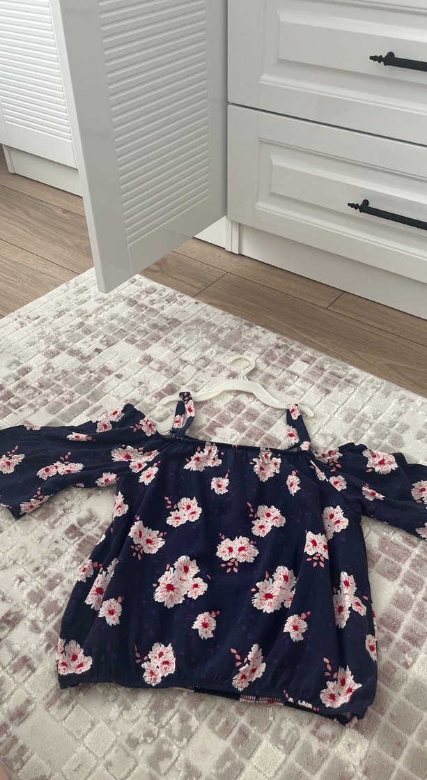 Mor Çiçek Desenli Salaş Askılı 9-10 yaş kız çocuk Bluz - Görsel 5