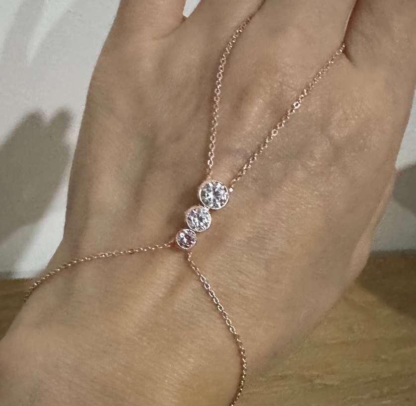 Pembe İşlemeli Zincir Detaylı Bohem Kadın Bileklik 5 adet - Görsel 3