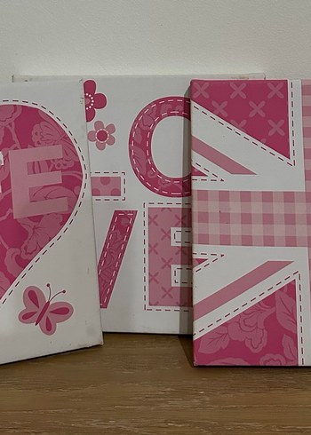 Pembe Temalı Sanat 3lü tablo - Görsel 5