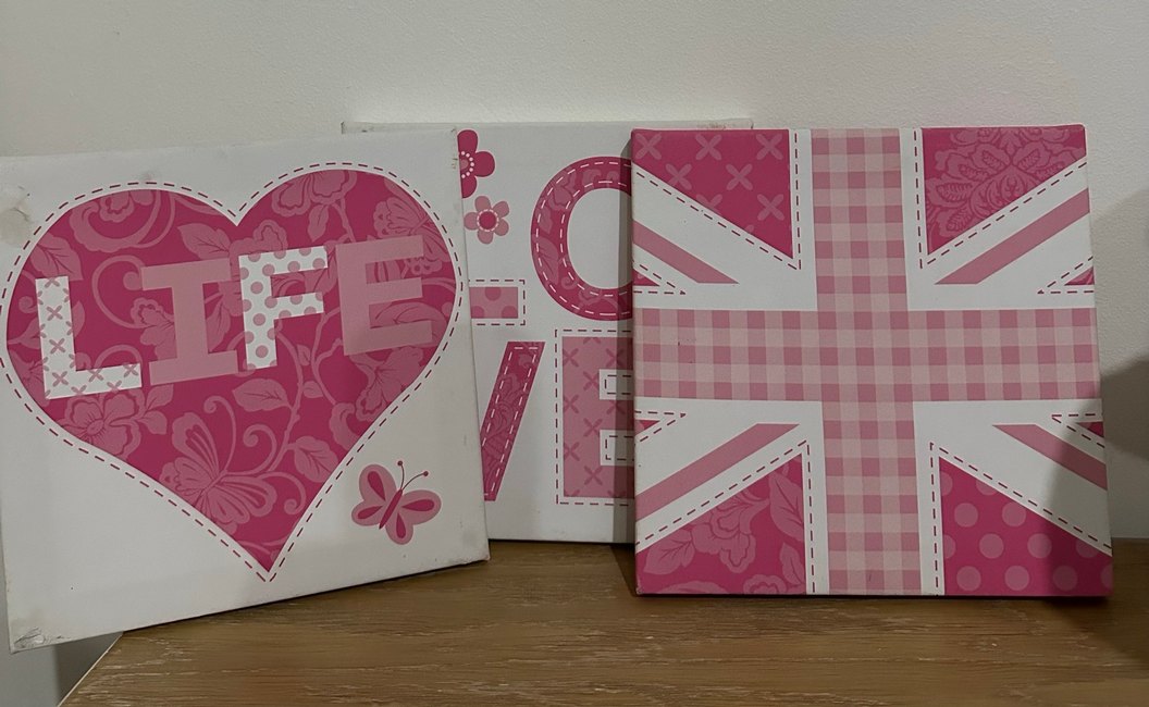 Pembe Temalı Sanat 3lü tablo - Görsel 5