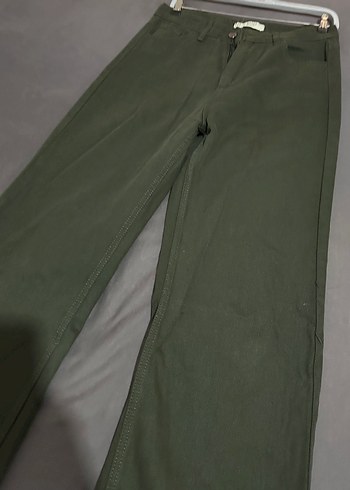 Haki rengi Regular Fit Kadın Kot Pantolon - Görsel 4