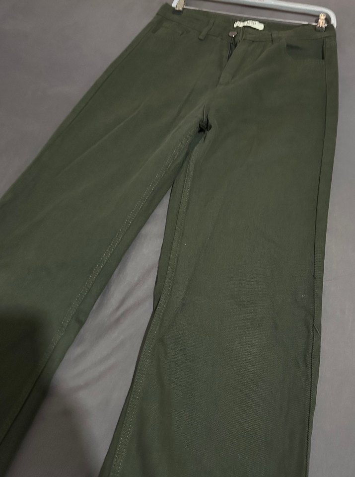 Haki rengi Regular Fit Kadın Kot Pantolon - Görsel 4