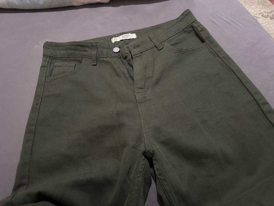 Haki rengi Regular Fit Kadın Kot Pantolon - Görsel 2