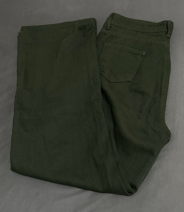 Haki rengi Regular Fit Kadın Kot Pantolon - Görsel 3