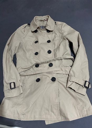 Bej Düğmeli Midi Kadın Trençkot - Görsel 4