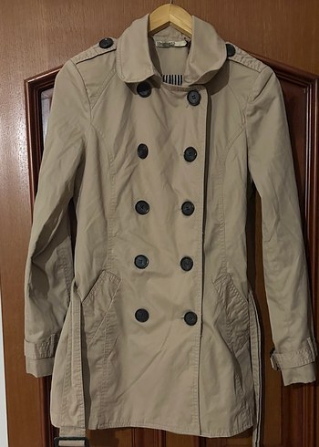 Bej Düğmeli Midi Kadın Trençkot - Görsel 2