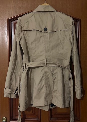 Bej Düğmeli Midi Kadın Trençkot - Görsel 3