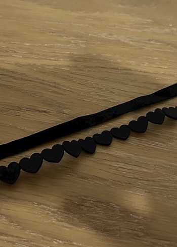 Zincir Detaylı Siyah Deri Gotik Kadın boyun kolye - Görsel 2