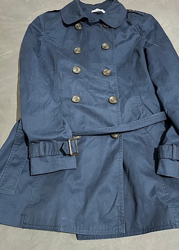 Düğmeli Lacivert Midi Trençkot - Görsel 6