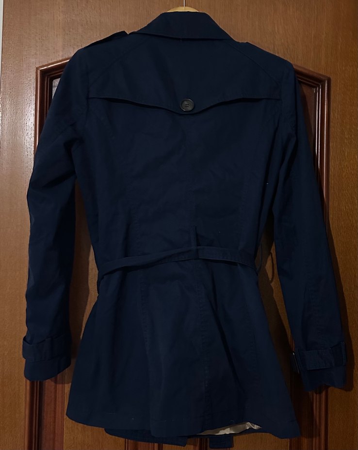 Düğmeli Lacivert Midi Trençkot - Görsel 3