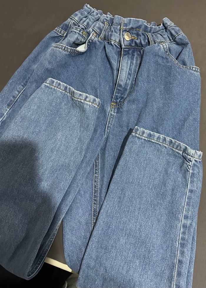 Mavi Pastel Renkli Kadın Bol Kesim Denim Jean - Görsel 2