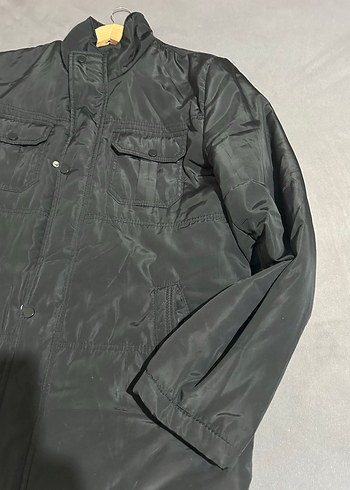 Düğmeli Siyah Erkek Midi Mont - Görsel 6