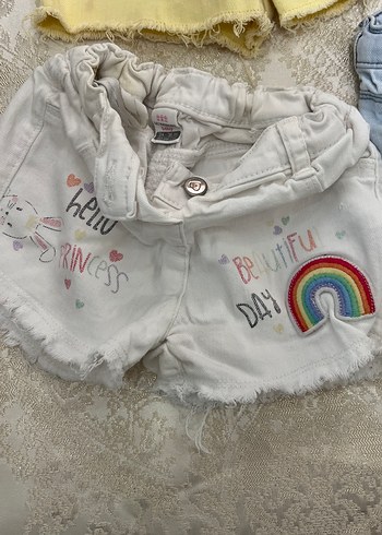 24-36 Ay Beden çeşitli Renk Kız Çocuk Renkli Fırfırlı Denim Şortlar