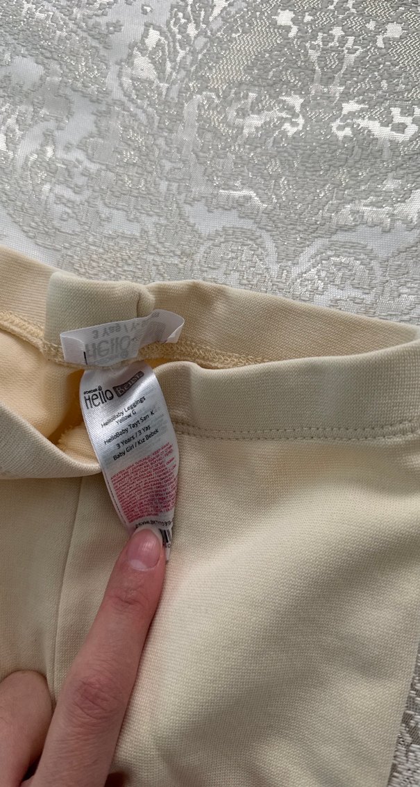 Bej Basic Kız Çocuk Pamuk Tayt - Görsel 4