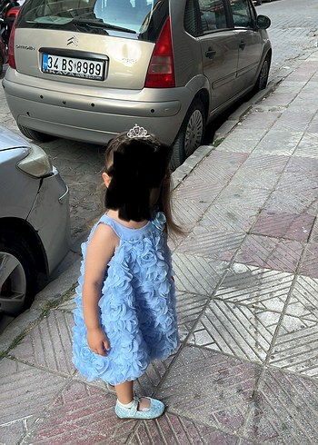 Diğer Mavi güllü kız elbise