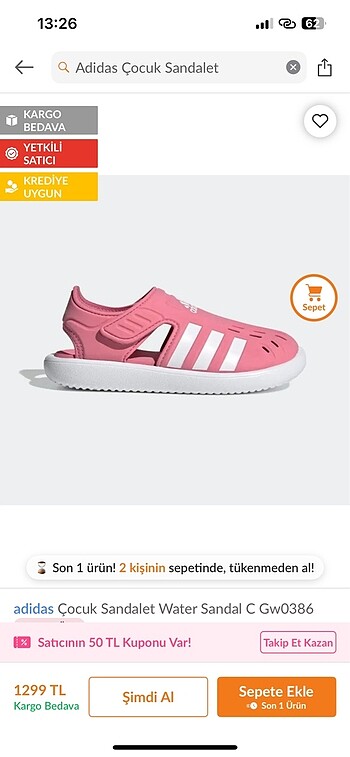 Adidas Adidas bebek sandalet