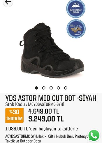 42 Beden YDS Astor Siyah Midcut Erkek Bot