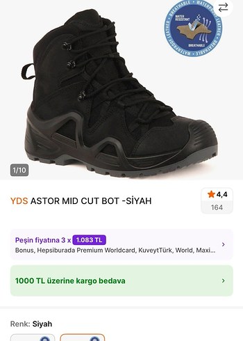 YDS Astor Siyah Midcut Erkek Bot