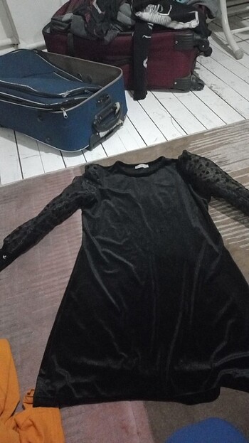 Siyah kadife elbise L beden 