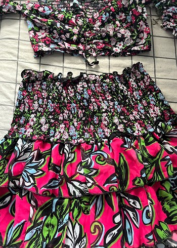 Renkli Mini Hamile Etek Fırfırlı Bohem Tarz - Görsel 3