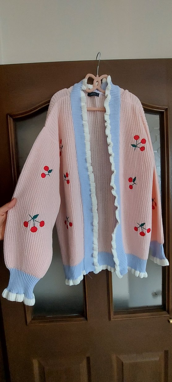 Nakışlı Pembe Triko Hırka - Görsel 2