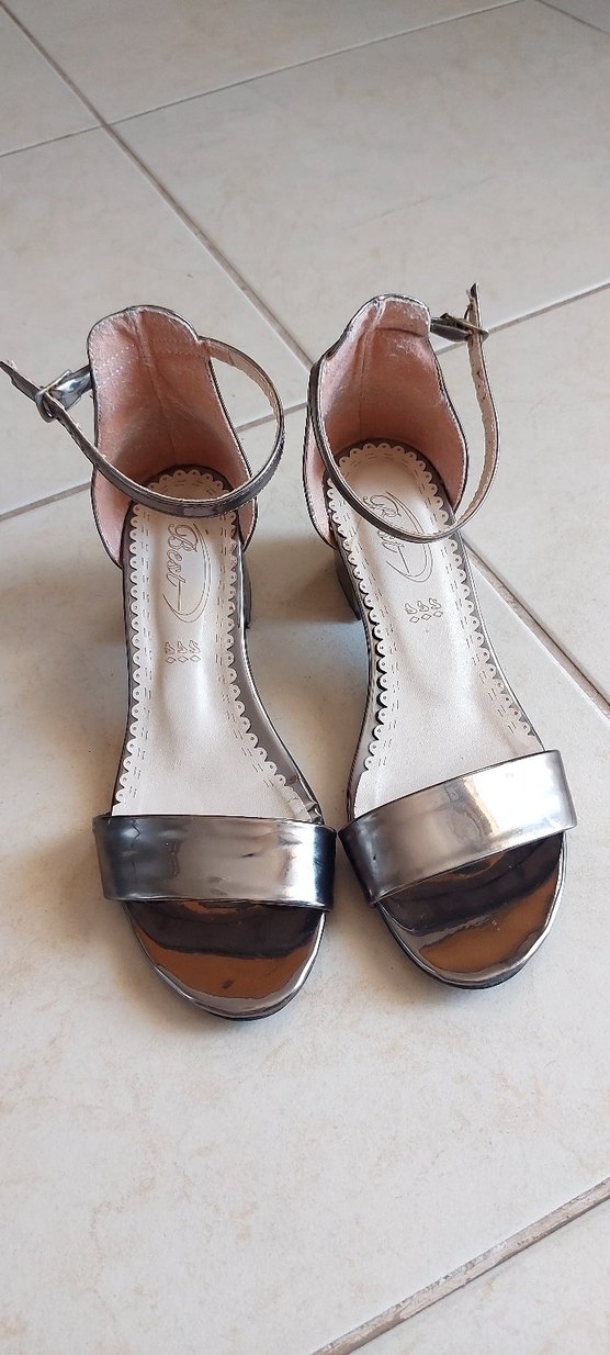 Gümüş Renk Kısa Topuklu Ayakkabı - Görsel 3