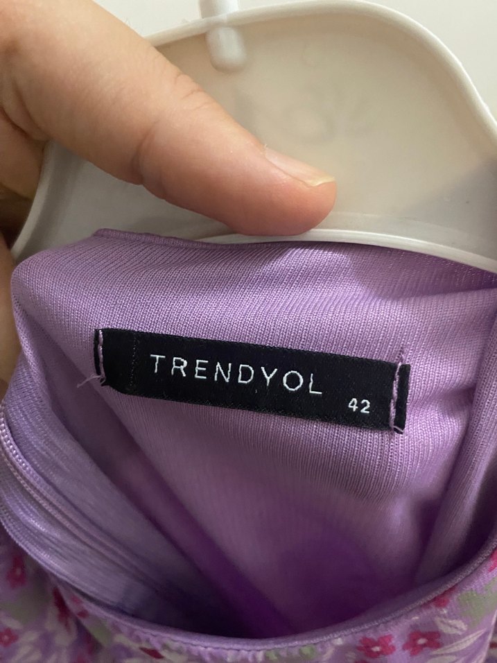 Mor Midi Bohem Tarzı Desenli Elbise - Görsel 4