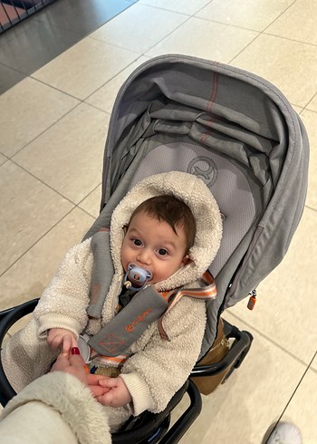 Mango Kids Kürklü Beyaz Kapüşonlu Bebek Kış Tulumu