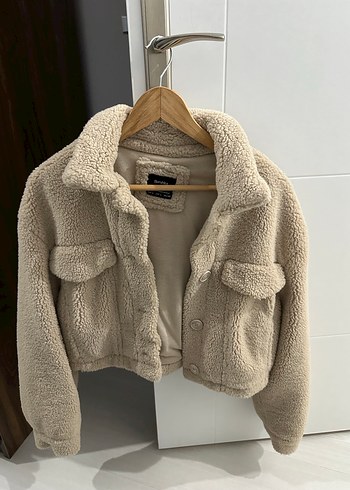 Bej Peluş Kadın Ceket, Rahat ve Gevşek Kesim