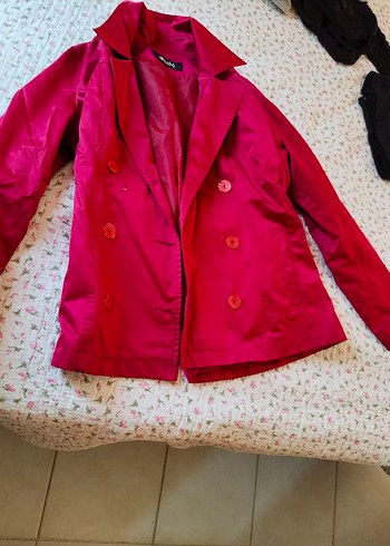 Düğmeli Pembe Midi Kadın Ceket