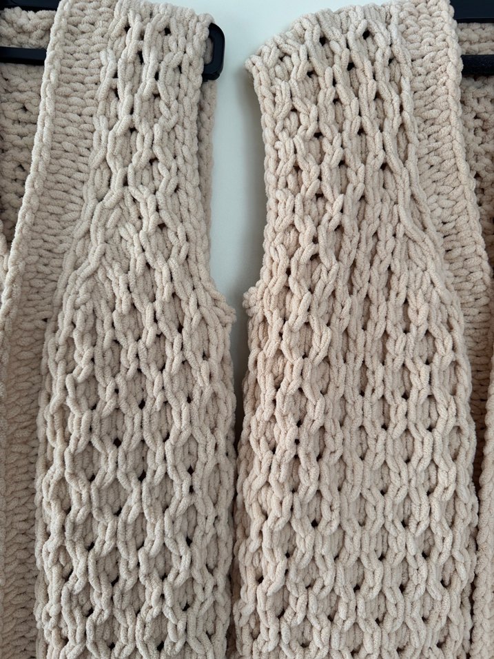 Bej Örgü Kadın Yelek Midi Boy - Görsel 4