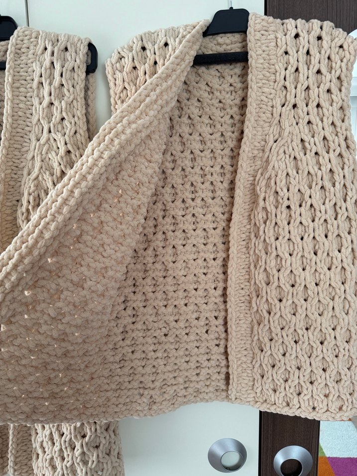 Bej Örgü Kadın Yelek Midi Boy - Görsel 5