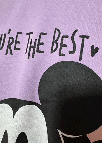 Mor Uzun Kollu Mickey Baskılı Kız Sweatshirt - Görsel 5