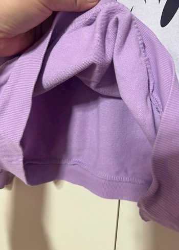 Mor Uzun Kollu Mickey Baskılı Kız Sweatshirt - Görsel 4