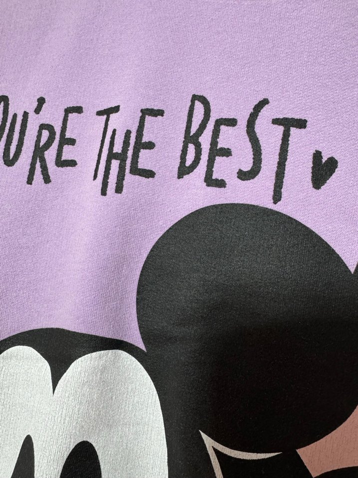 Mor Uzun Kollu Mickey Baskılı Kız Sweatshirt - Görsel 5