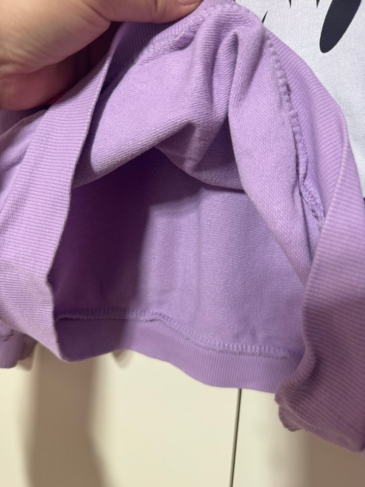 Mor Uzun Kollu Mickey Baskılı Kız Sweatshirt - Görsel 4