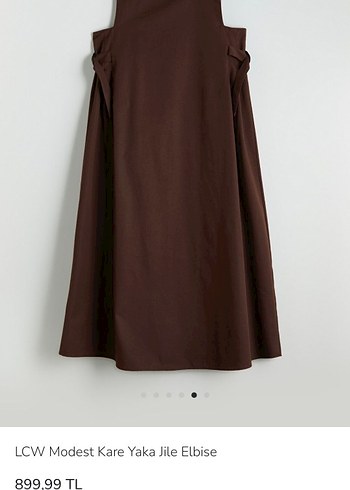 LCW Modest Kare Yaka Kahverengi Jile Elbise - Görsel 5
