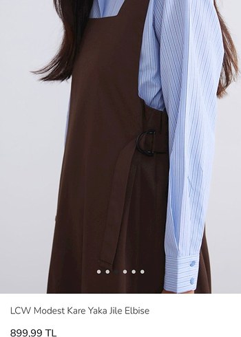 LCW Modest Kare Yaka Kahverengi Jile Elbise - Görsel 3