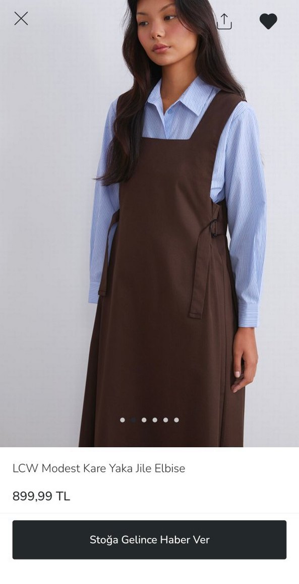 LCW Modest Kare Yaka Kahverengi Jile Elbise - Görsel 2