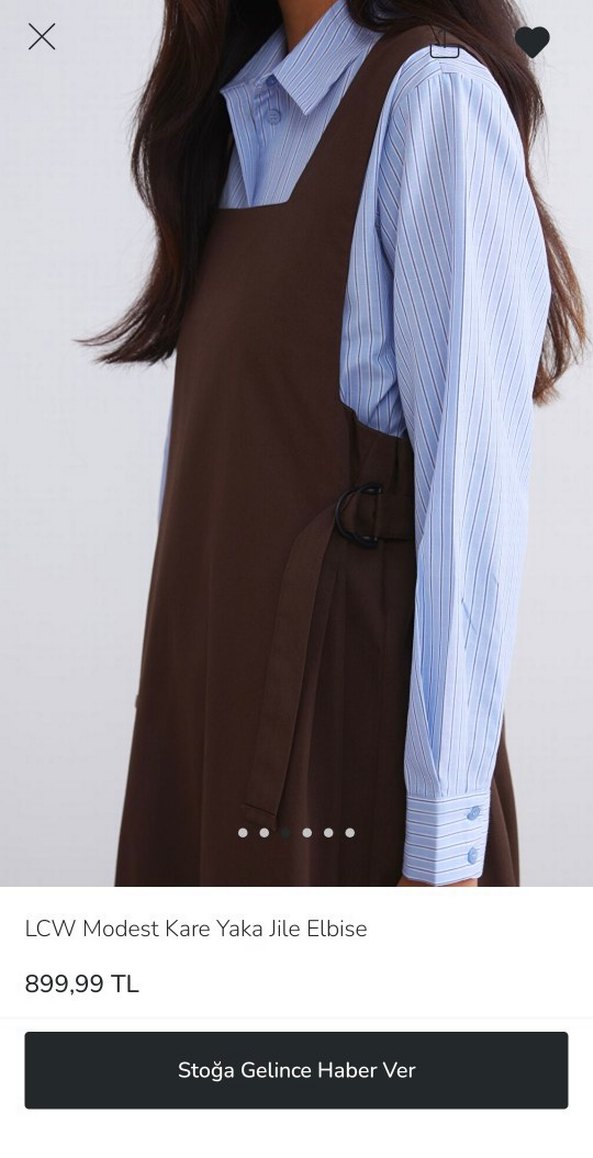 LCW Modest Kare Yaka Kahverengi Jile Elbise - Görsel 3