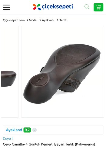 Kahverengi Deri Kadın Terlik - Kemerli Wedge Topuk - Görsel 6