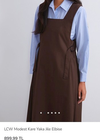 LCW Modest Kare Yaka Kahverengi Jile Elbise - Görsel 2